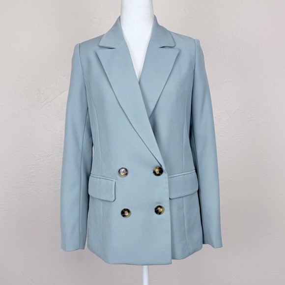 7 For All Mankind Jackets & Blazers - 7 For All Mankind Double Breasted Blazer in Light Sea Blue XS